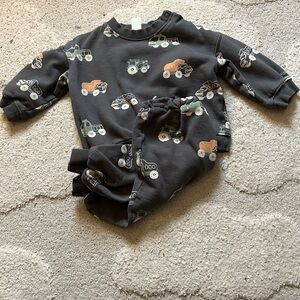 H&M Slate Grey Baby/Toddler Sweatshirt with Car Graphic